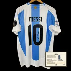 2022 Lionel Messi Signed Printed Jersey Argentina + COA